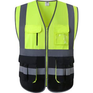 Dual Color Safety Vest Multi Functional Pockets