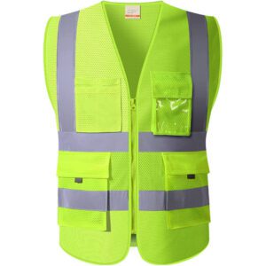 High visibility mesh reflective Vest with Zipper & Pockets
