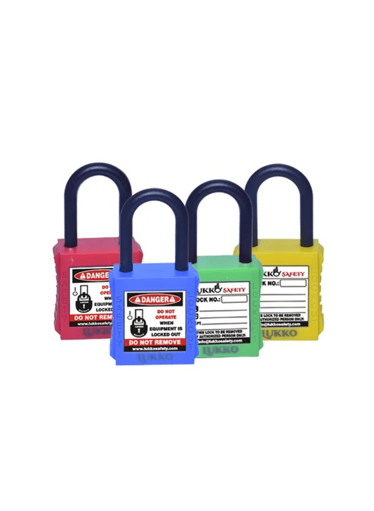 Lucchetto Di Sicurezza Lockout Tagout In Nylon – 38mm, Rosso – Antipolvere, Isolante, Per Industria E Fabbrica (20 Chiavi)