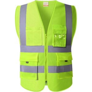 High visibility mesh reflective Vest with Zipper & Pockets